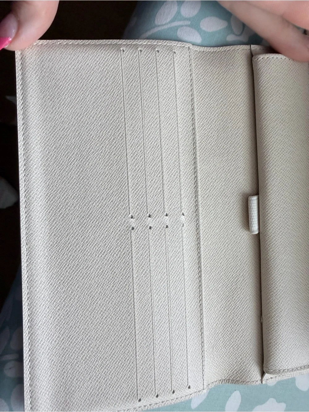 Louis Vuitton AuthenticAzur White Continental Trifold Long Wallet with Gold Snap